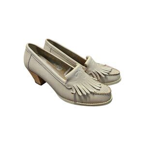 Animato Vintage 70's Heeled Loafers SZ 8.5 linen Gray